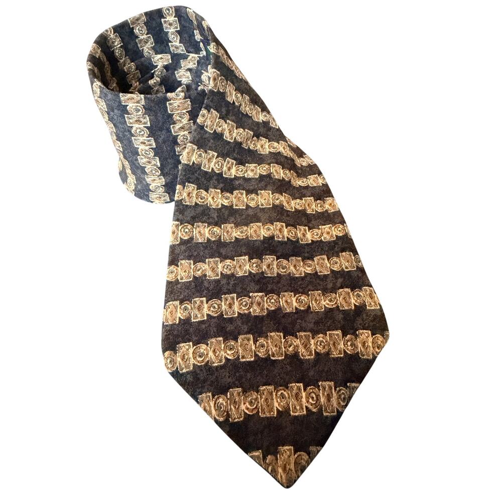 Peter Thomas Superba Silk Tie Black Geometric Pattern Classic Necktie
